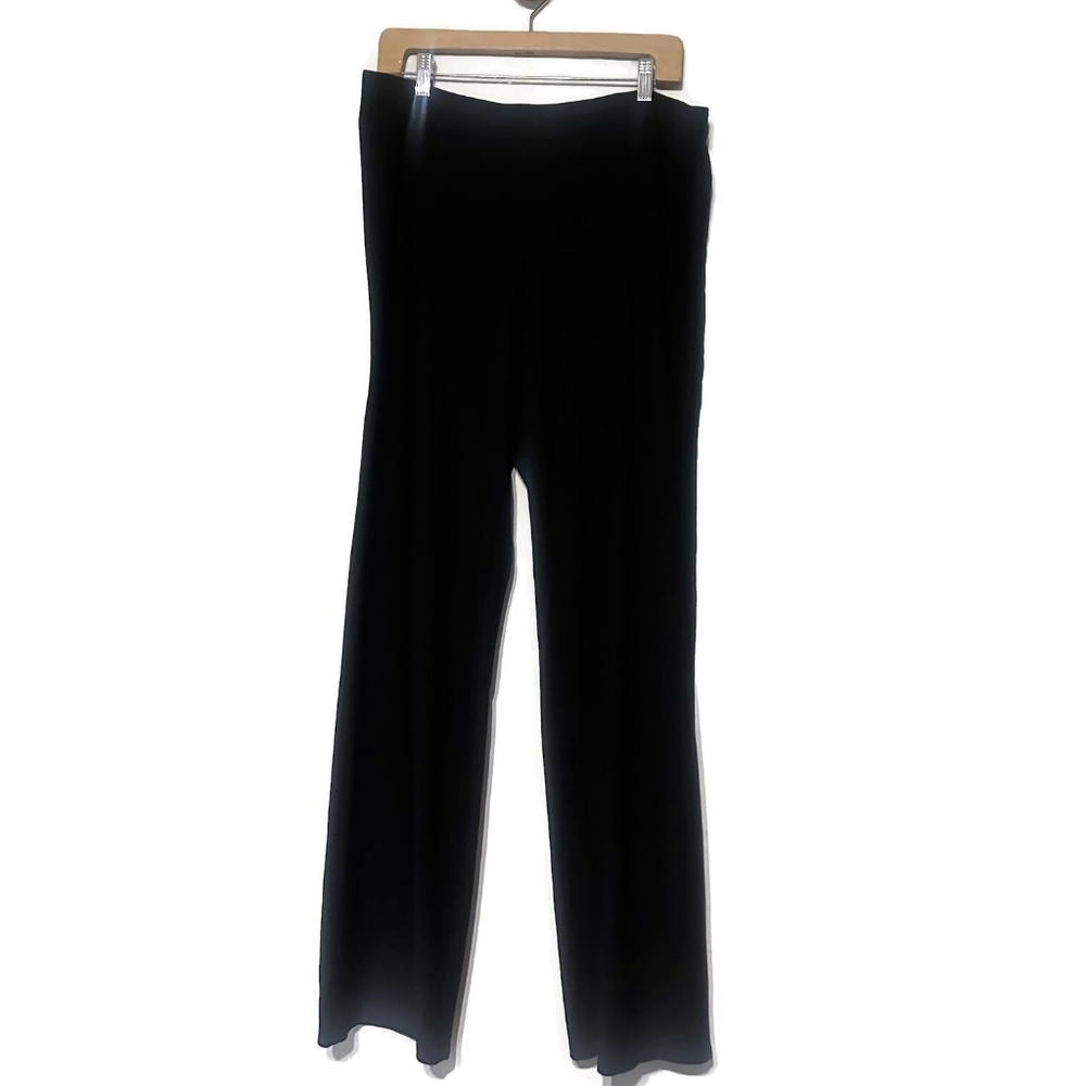 Eileen Fisher Wide-Leg Pants Size L Black Pull On Stretch Waist 34
